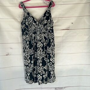 INC black and white dress flower design knee length 2x